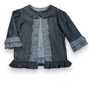 Persnickety Girls 6‎ Alpine Daisy Denim Stella Jacket Forget Me Not Ruffles